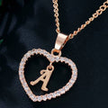Heart-Shaped Zircon Pendant Necklace with 26 Letters in Gold-Plated Stainless Steel - Elegant Jewelry Gift for Women