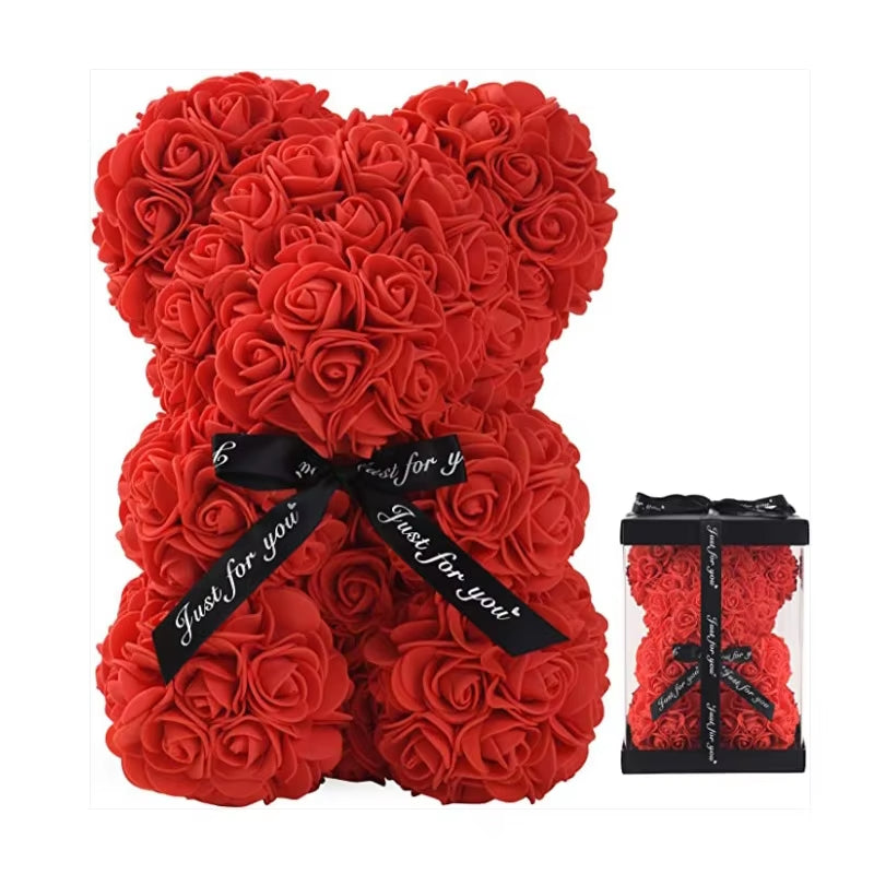 1Pc Rose Bear Artificial Foam Flowers Bear Romantic Creative Gifts for Valentines Day Anniversary Wedding Birthday with Box