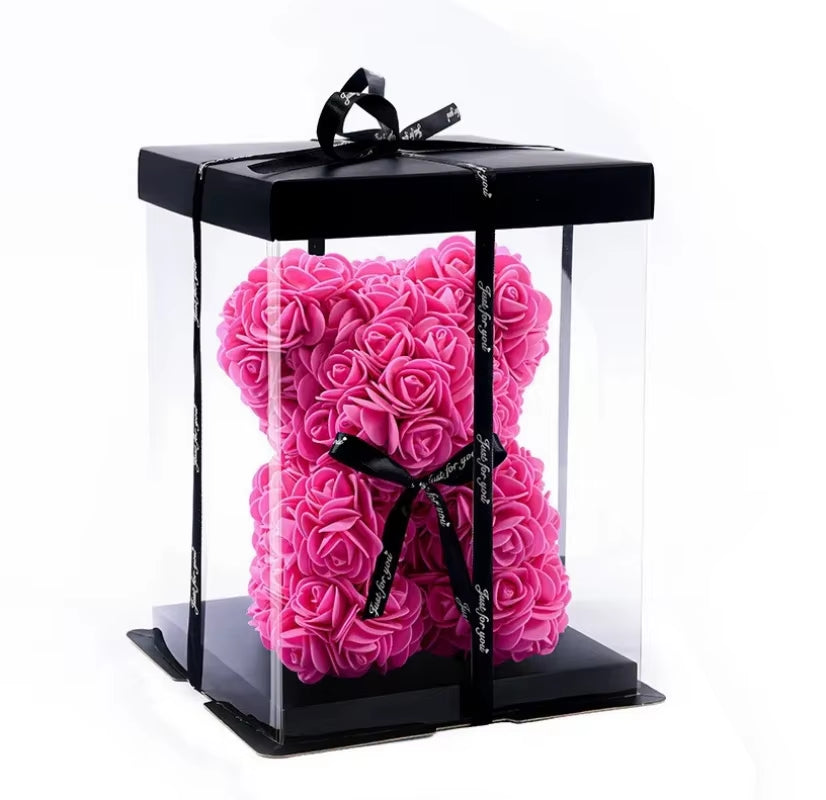 1Pc Rose Bear Artificial Foam Flowers Bear Romantic Creative Gifts for Valentines Day Anniversary Wedding Birthday with Box